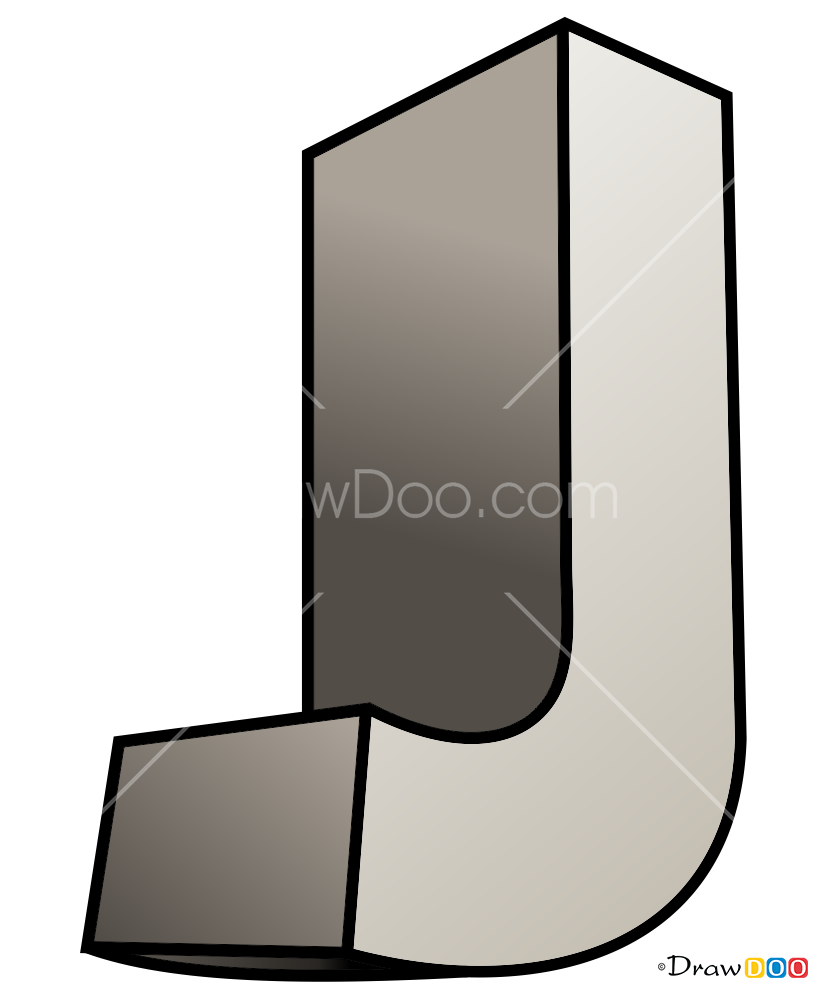 How to Draw J, 3D Letters